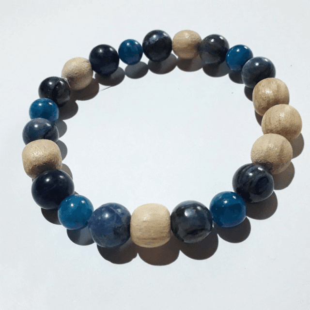 Kyanite-Apatite-Sodalite Palo Santo Bracelet 