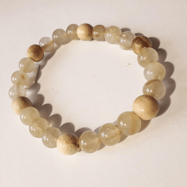Golden Rutilated Quartz Palo Santo Bracelet 