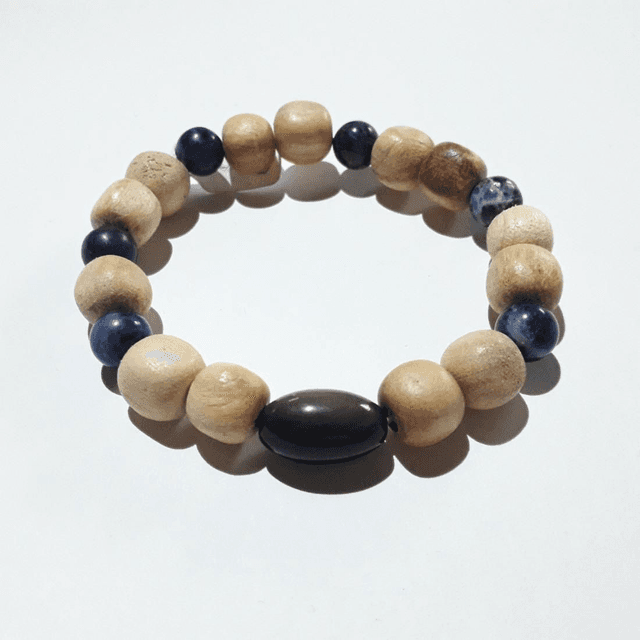 Sodalite, Rainbow Obsidian and Palo Santo Bracelet 